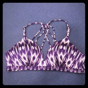 Royal purple and While print bikini top